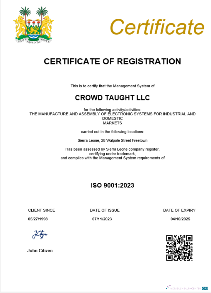 Sierra Leone business registration certificate Word and PDF template